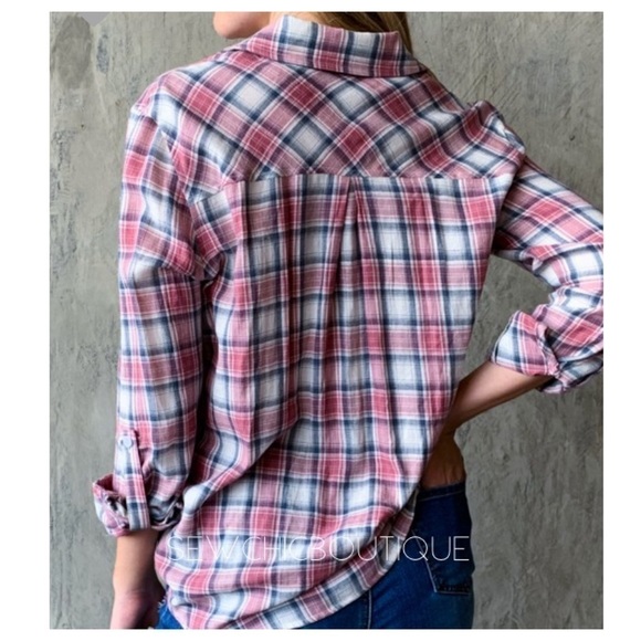 Vintage Plaid Button Down Shirt Mauve - Picture 2 of 6